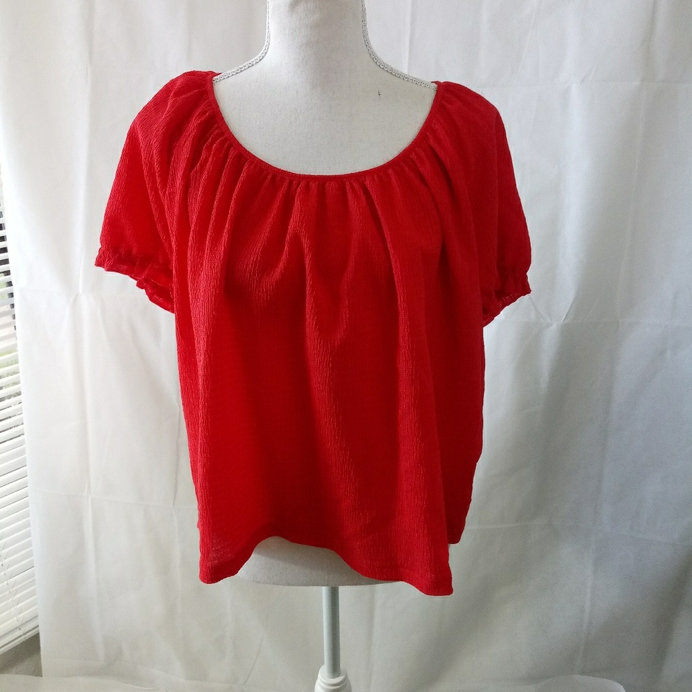 NWT Madewell Textured & Thread Top Red Sz L Boho